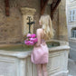 Cute Light Pink Sheath Halter Satin Short Backless Homecoming Dress SH1728