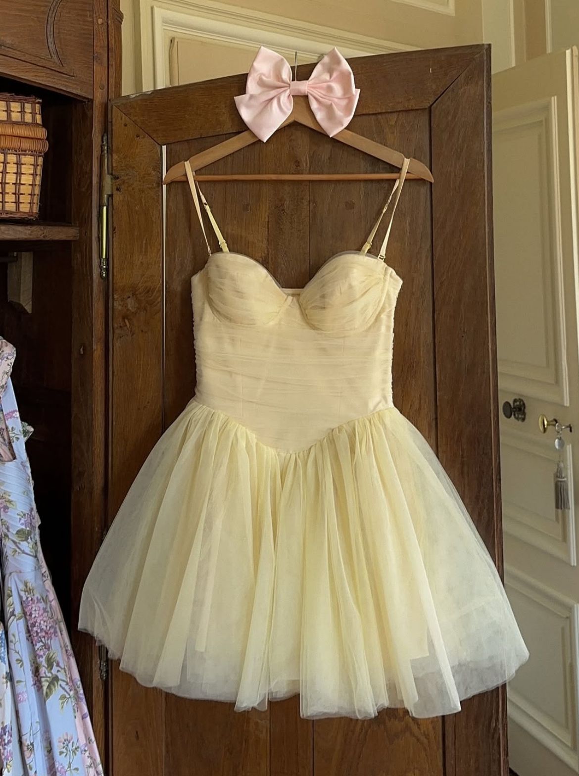 Sweety Yellow A Line Straps Tulle Short Prom Dress Homecoming Dress Outfits SH6723