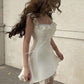 Sweet Lace Square Neck Suspender Satin Birthday Short Skirt Homecoming Dress SH6139