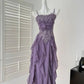 Cute A Line Spaghetti Strap Ruffle White Appliques Chiffon Party Dress Evening Dress SH2828