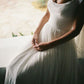 Ethereal Simple A Line Straps Pleated White Chiffon Prom Dress Wedding Dress SH7261