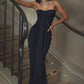 Simple Black Sheath Sweetheart Neck Pleated Satin Prom Dress Evening Dress SH7200