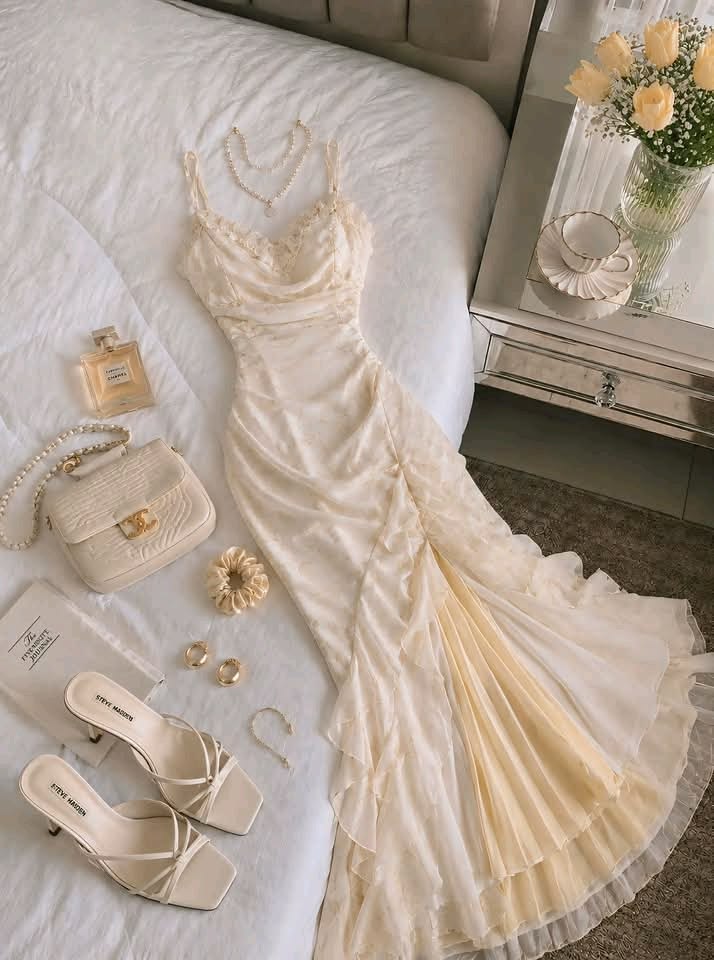 Gentle Apricot Mermaid Spaghetti Straps Chiffon Prom Dress Evening Dress SH6462