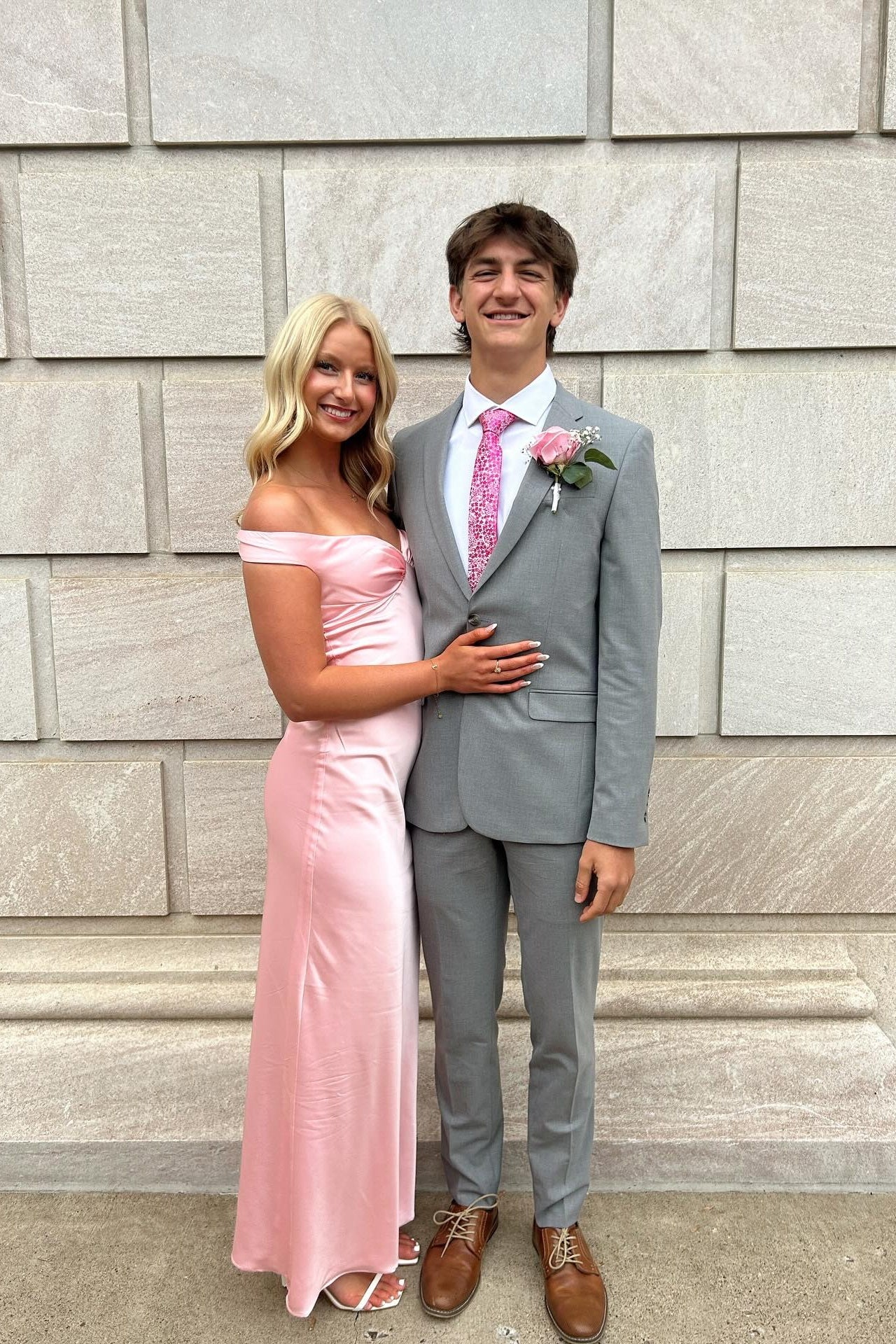 Off the Shoulder Pink Open Back Sheath Long Prom Dress SH6203