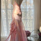 Fairytale Pink Mermaid Spaghetti Strap Beaded Ruffle Chiffon Prom Dress SH2664