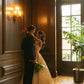 Classic Ball Gown Spaghetti Strap Pleated Simple Satin Wedding Dress SH4748