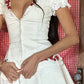 Vintage A Line Red Embroidery Floral White Satin Short Homecoming Dress Outfits SH7646