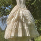 Ivory Ball Gown Strapless Corset Lace Satin Long Prom Dress Wedding Dress SH3816