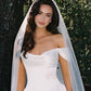 Elegant Ball Gown Off the Shoulder White Satin Long Wedding Dress SH7063