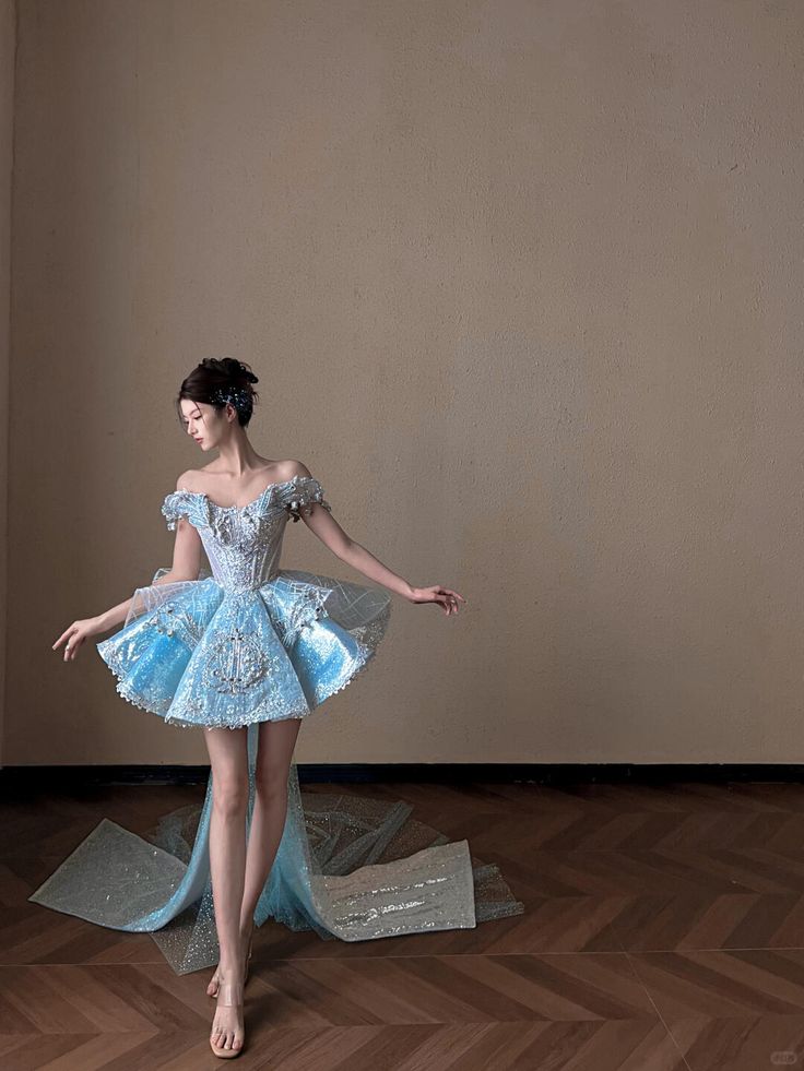 Blue A Line Off the Shoulder Exquisite Beaded Sequin Short Homecoming Dress SH5033