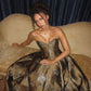 Elegant A Line Sweetheart Neck Print Floral Satin Long Prom Dress Evening Dress SH5326
