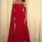 Sexy Sheath Strapless Red Satin Long Prom Dress Evening Dress SH7192