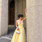 Elegant Yellow A Line Sweetheart Neck Corset Satin Long Prom Dress Outfits SH6733
