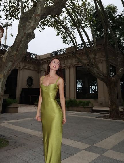 Simple Green Sheath Spaghetti Strap Satin Long Prom Dress Formal Gown SH3972