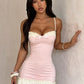 Sweety Pink A Line Spaghetti Strap Satin Short Homecoming Dress Outfits SH5806