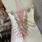 Unique A Line Halter Beaded Pink Ombre Satin Prom Dress Graduation Prom Dress SH2619