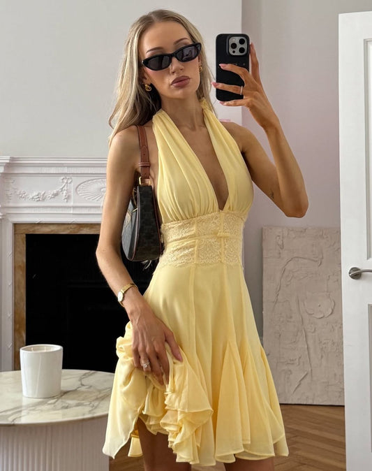 Cute A Line V Neck Lace Chiffon Open Back Homecoming Dress Birthday Dress Outfits SH3979