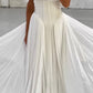 Simple Ivory A Line Spaghetti Strap Chiffon Long Prom Dress Wedding Dress SH8749