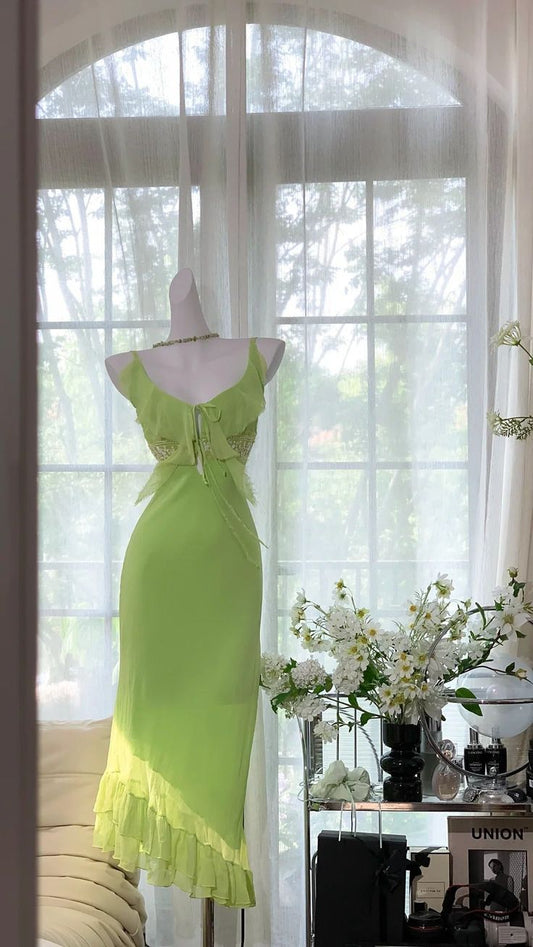 The Wizard of Oz Sheath Spaghetti Strap Ruffle Chiffon Homecoming Dress SH3209