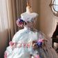 Romantic Hydrangea Flower Sweetheart Neck Ball Gown Layered Blue Organza Prom Dress Birthday Dress SH3634