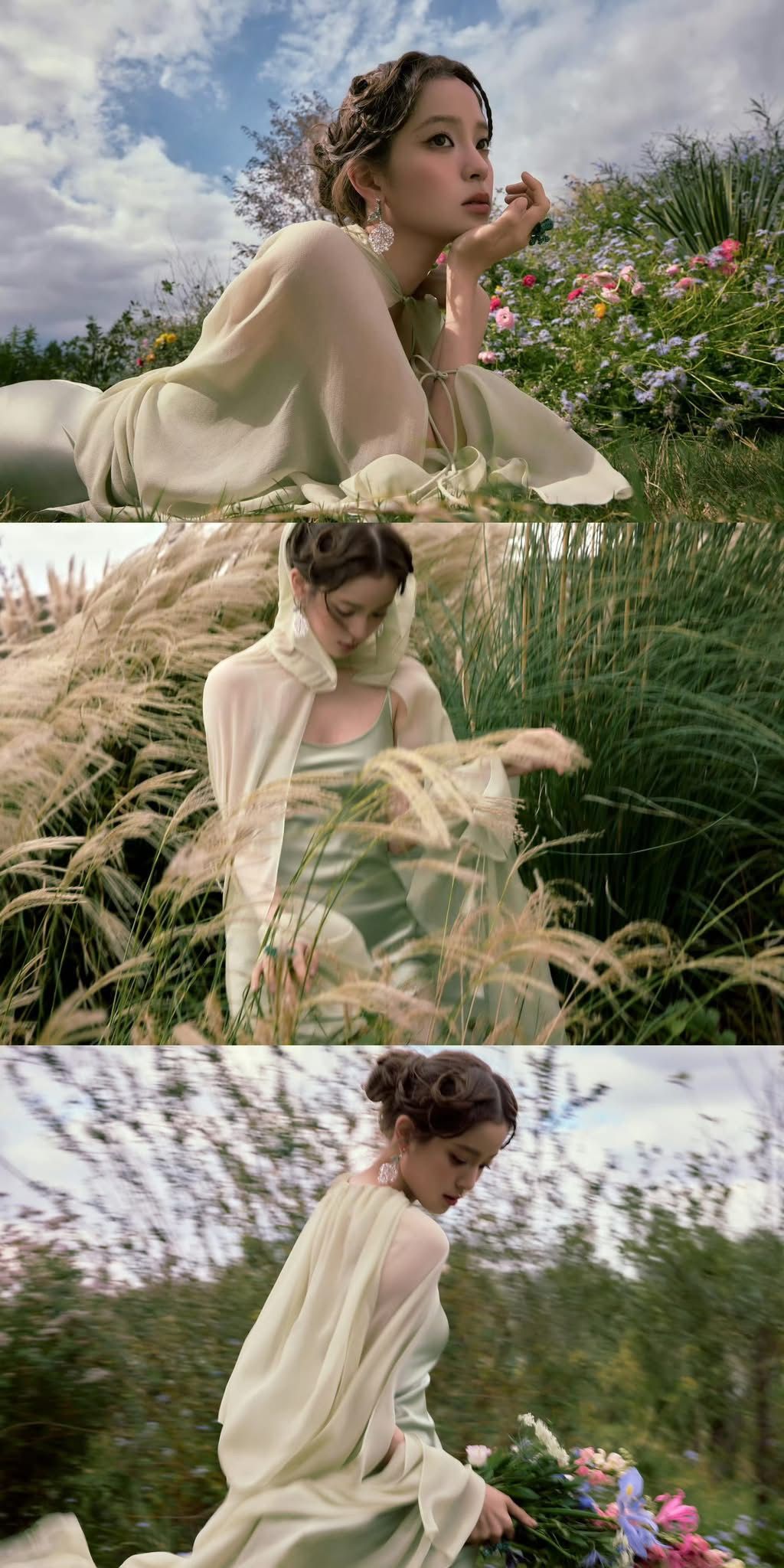 Light Green A Line Spaghetti Strap Satin Chiffon Prom Dress Evening Dress SH4726