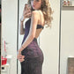 Retro Exquisite Sheath Spaghetti Strap Beaded Purple Satin Long Party Dress Evening Dress Date Dress SH3462