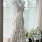 White Beaded Sparkling Ball Gown Long Chiffon Ball Gown Evening Gown Birthday Gown Wedding Gown SH3437