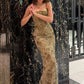 Gorgeous Mermaid Spaghetti Straps Floral Olive Green Tulle Prom Dress SH5148