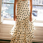 Classic Polka Dot A Line Sweetheart Neck Layered Chiffon Prom Dress SH5428