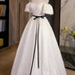 Simple A Line Off-the-shoulder Satin Long Prom Dress Evening Dress SH1721