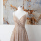 Champagne A Line Spaghetti Strap Sequins Long Prom Dress Evening Dress SH1591