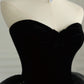 Black Strapless Layered Velvet Tulle Long Prom Dress Evening Dress SH1617
