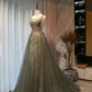 A Line Round Neck Sequins Tulle Long Prom Dress Evening Dress SH1718