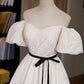 Simple A Line Off-the-shoulder Satin Long Prom Dress Evening Dress SH1721