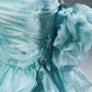 Blue Floral A Line Off the Shoulder Satin Long Prom Dress Evening Dress SH1812