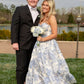 Sweety A Line Sweetheart Neck Corset Print Floral Satin Prom Dress Evening Dress SH6217