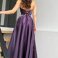Glamorous Purple Strapless Sleeveless A-Line Prom Dresses Long Lace-Up Back With Pleats SH6486