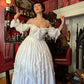 Cute A Line Puff White Satin Long Birthday Dress Evening Dress SH2798