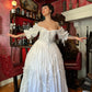 Cute A Line Puff White Satin Long Birthday Dress Evening Dress SH2798