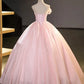 Elegant Strapless Light Pink Satin Ball Gown Prom Dress SH1662