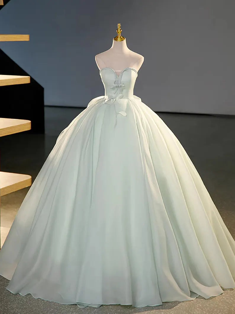 Ball Gown Sweetheart Light Green Chiffon Prom Dress Quinceanera Dresses SH1680