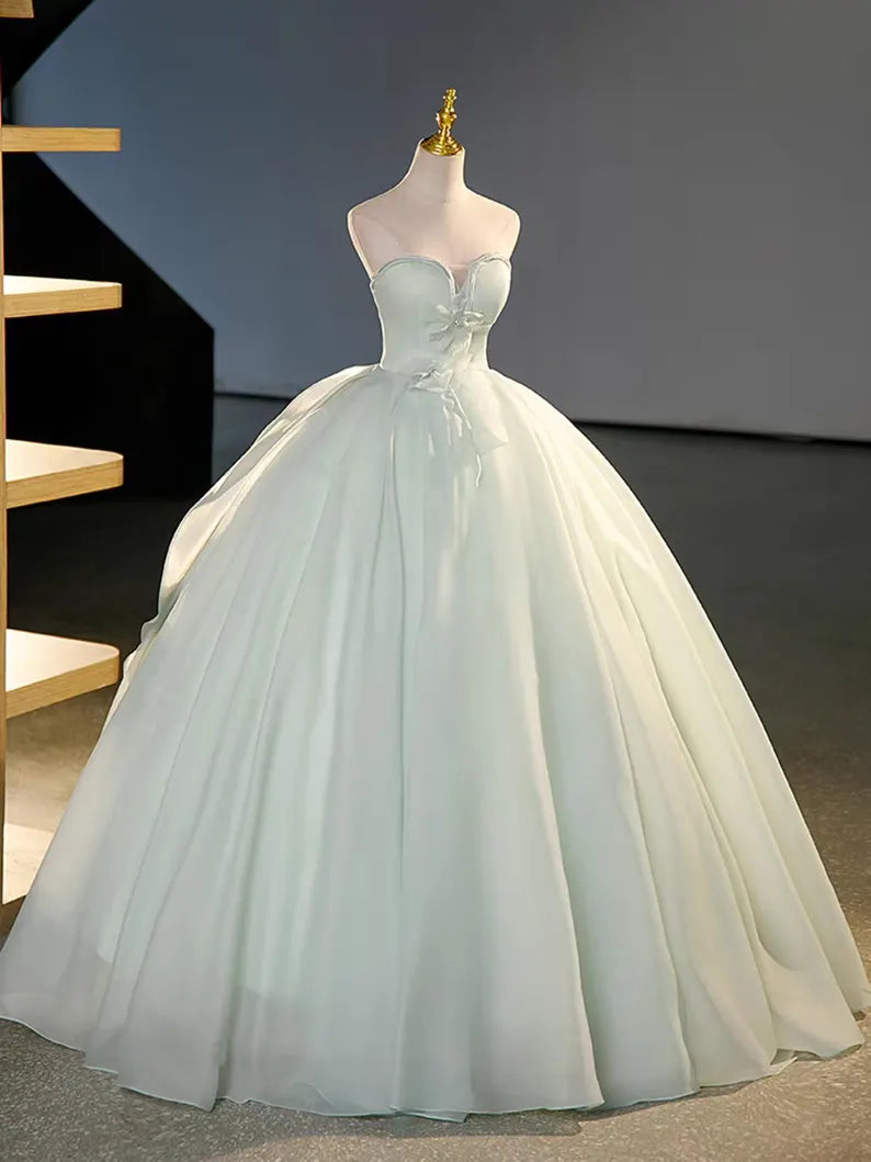 Ball Gown Sweetheart Light Green Chiffon Prom Dress Quinceanera Dresses SH1680