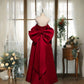 Elegant A Line Off-the-shoulder Bow Red Satin Long Prom Dress SH1652