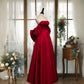 Elegant A Line Off-the-shoulder Bow Red Satin Long Prom Dress SH1652
