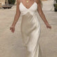 Simple Sheath Spaghetti Strap Ivory Satin Prom Dress Graduation Prom Dress SH2579