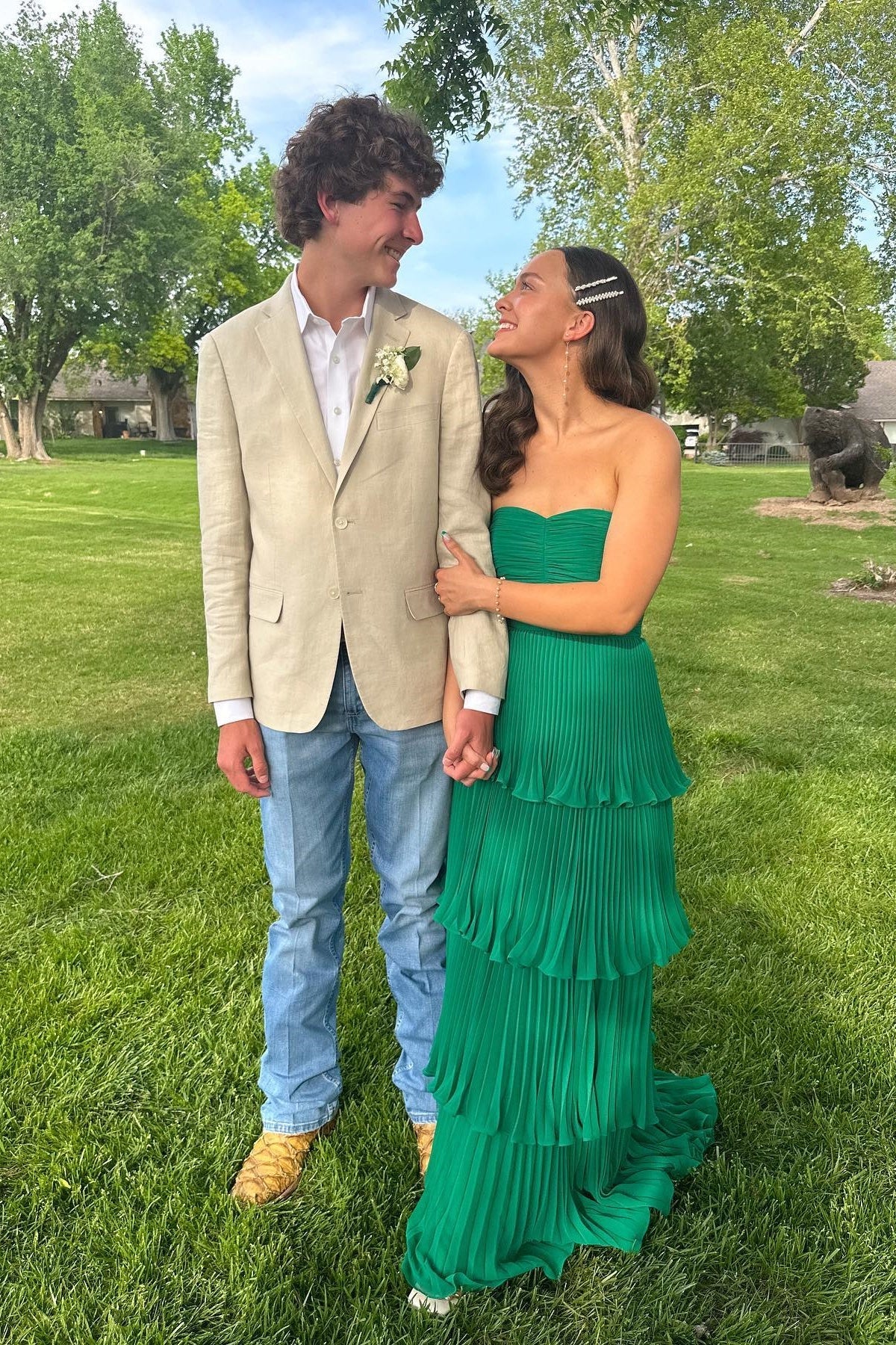Green A Line Sweetheart Neck Pleated Chiffon Prom Dress Evening Dress SH6218