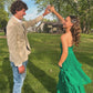 Green A Line Sweetheart Neck Pleated Chiffon Prom Dress Evening Dress SH6218