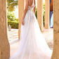 Elegant Spaghetti Strap Appliques Tulle Backless Wedding Dress SH1686
