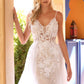 Elegant Spaghetti Strap Appliques Tulle Backless Wedding Dress SH1686