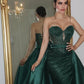 Luxury Dark Green Sweetheart Evening Dress Prom Dresses Sequins Lace-Up Back With Overskirt SH5615